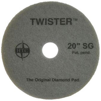 De Twister Pad 10000 van Diversey Deutschland GmbH & Co. OHG is een ronde, grijze vloerpad met een middengat en de opdruk "TWISTER 20'' SG - The Original Diamond Pad". Ideaal voor het reinigen en polijsten van harde vloeren.