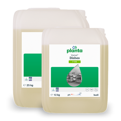 Vamat® Dishes P948 Nettoyant écologique liquide pour verre et vaisselle, alcalin  | Bidon (25 l) 