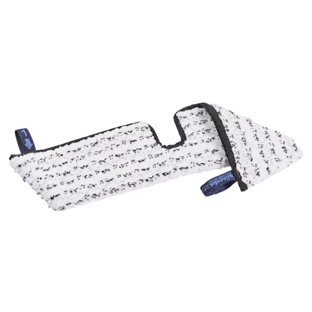 La serpillière Vileda Professional Swep Duo HygienePlus de Vileda GmbH est un tampon de nettoyage structuré blanc-noir de forme rectangulaire avec une encoche et deux languettes bleues, assurant des performances optimales et des résultats de nettoyage efficaces à chaque utilisation.