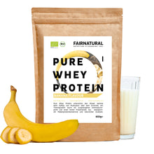Protéines de lactosérum (whey) en poudre bio, saveur banane
