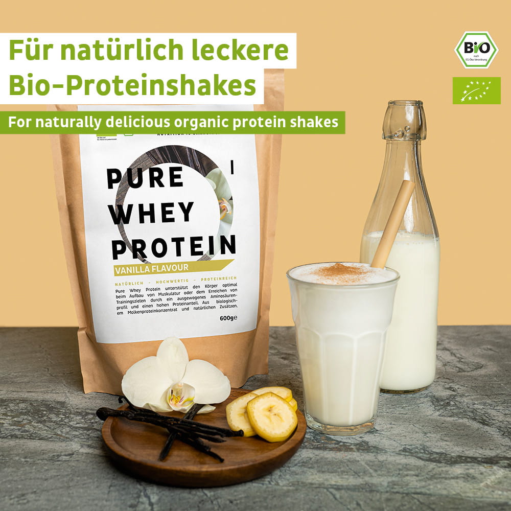 Poudre de protéine de lactosérum biologique vanille