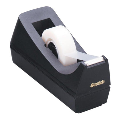 Le dévidoir de ruban adhésif de bureau Scotch™ C38 de 3M Deutschland GmbH en noir offre avec un ruban partiellement déroulé un complément pratique pour chaque bureau.