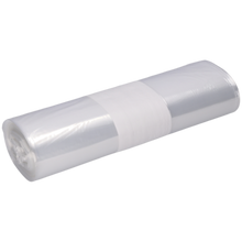 Die transparente Rolle DEISS 99072 (450x550x0,025 mm, 50 Beutel) der EMIL DEISS KG (GmbH + Co.) ist vor einem schlichten weißen Hintergrund abgebildet, straff gewickelt und mit einem weißen Papierband in der Mitte gesichert.