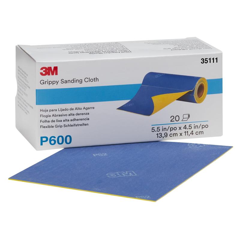 Bandes abrasives à prise flexible 3M™, 139 mm x 114 mm, perforées sur un rouleau de 20 bandes, P600, 35111 | Paquet (1 rouleau)