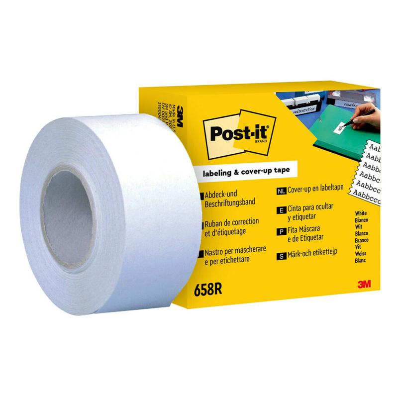 Post-it® maskeer- en etiketteertape 658R, 25,4 mm x 17,7 m, wit, 1 rol | Pak (1 rol)