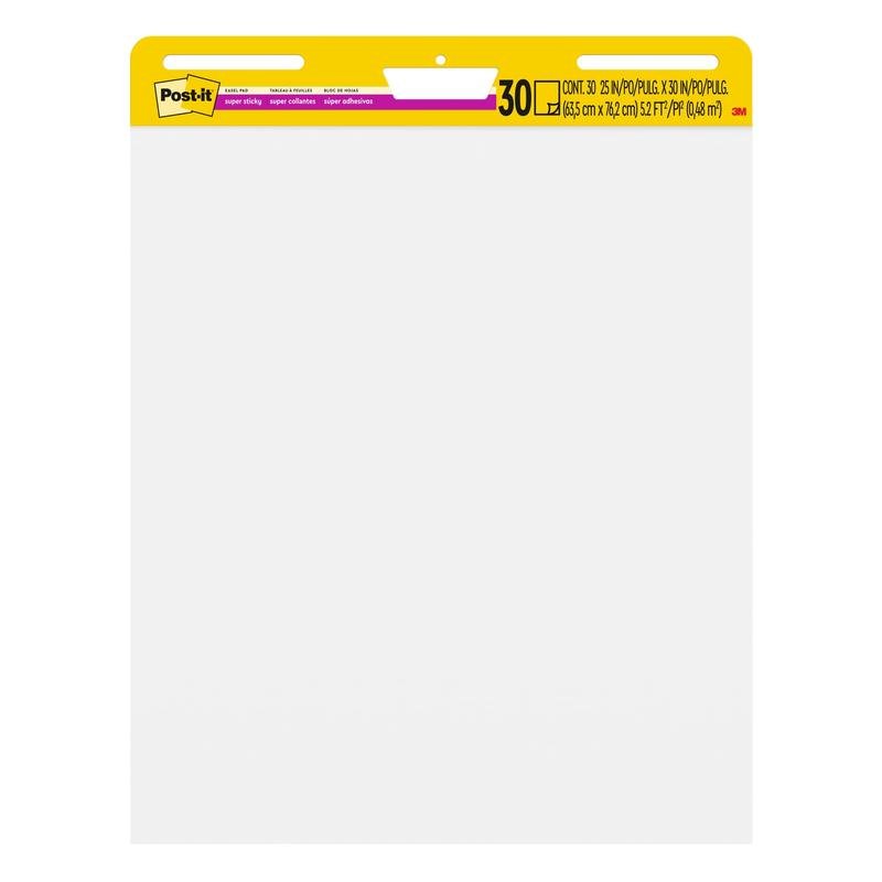 Post-it® Super Sticky zelfklevende vergaderkaart/flipchart 559P-3, Wit, 63,5 cm x 76,2 cm, Promotie, 2 blokken + 1 gratis/verpakking, 100% PEFC, SGSCH-PEFC-COC-110078 | Pak (1 stuk)