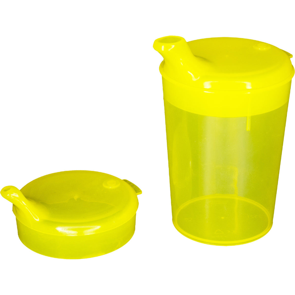 Set de gobelets NITRAS, polypropylène, jaune, 3 pièces, 1 tasse capacité 250 ml, 1 ouverture du couvercle 12x10 mm, 1 ouverture du couvercle 4x4 mm, boîte de 50 sets | Carton (1 paquet)