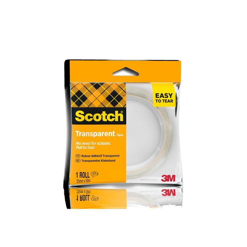 Scotch® Clear Tape 508 Easy Tear Tape 25 mm x 50 m 1 rol/pak | Pak (1 rol)